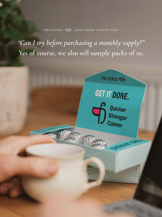Sample Pack of 10 : Two Byrds Lion's Mane Coffee Pods